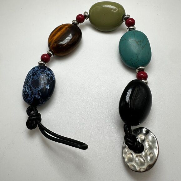 SALE! Chaps stone and faux stone and beaded bracelet with button toggle clasp! - Picture 8 of 10